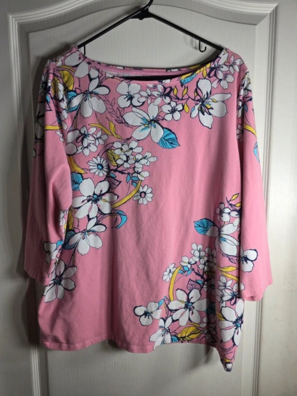Talbots pink floral shirt 3Q sleeve size 2XL